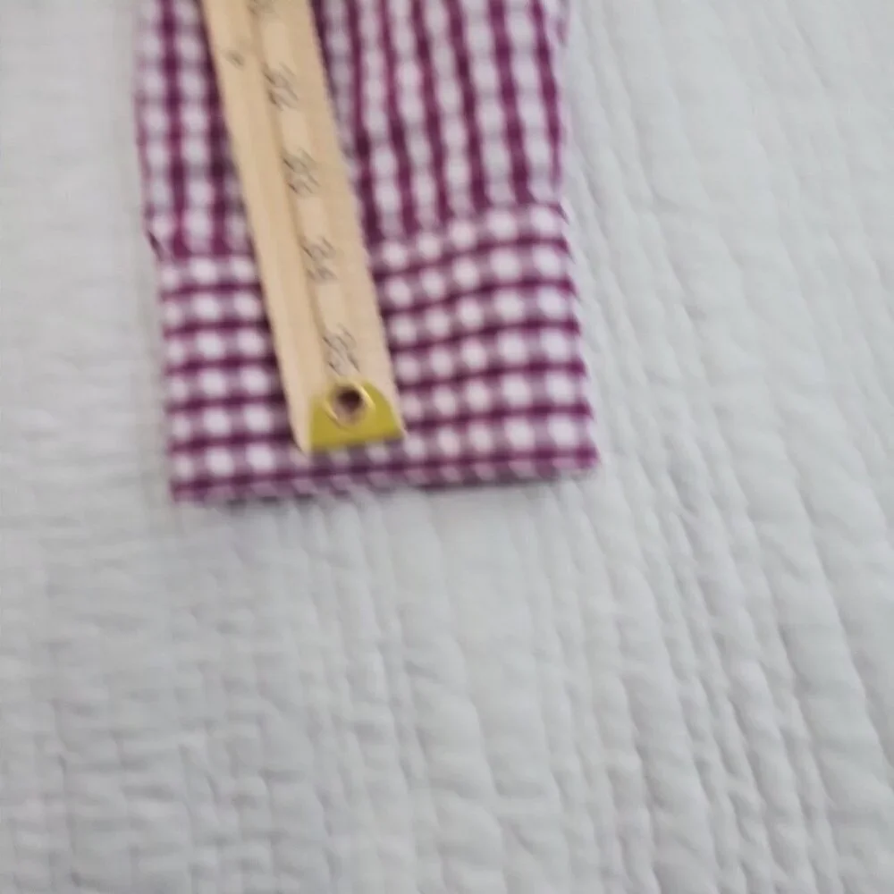 Banana Republic Shirt Men's XL Maroon Checked Non-Iron EUC LN Long Sleeves Slim‎
